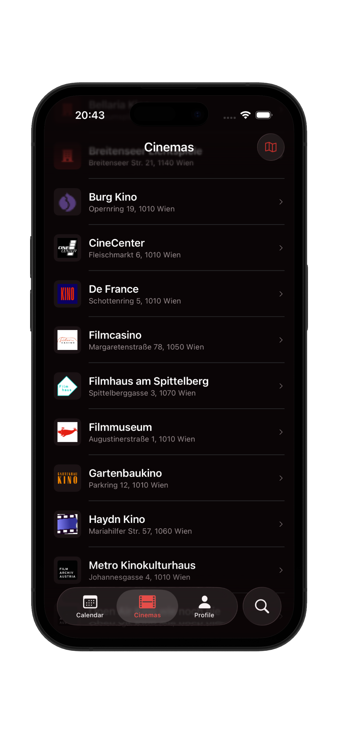 List of 20 independent cinemas in Vienna with logos